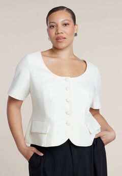 Cinched Waist Short Sleeve Blazer