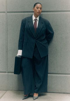 Wide Leg Pinstripe Trouser