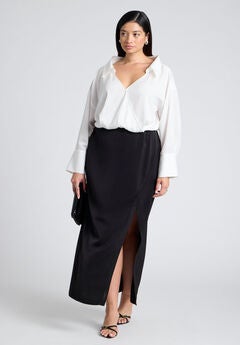 Collared Satin Column Dress