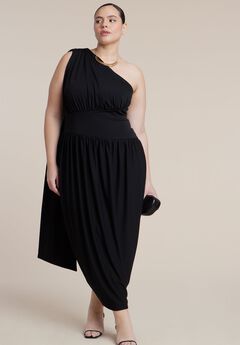 One-Shoulder Draped Maxi Dress