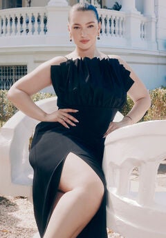 Pleated Fan Ruffle Gown