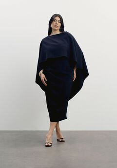 Structured Cape Midi Dress