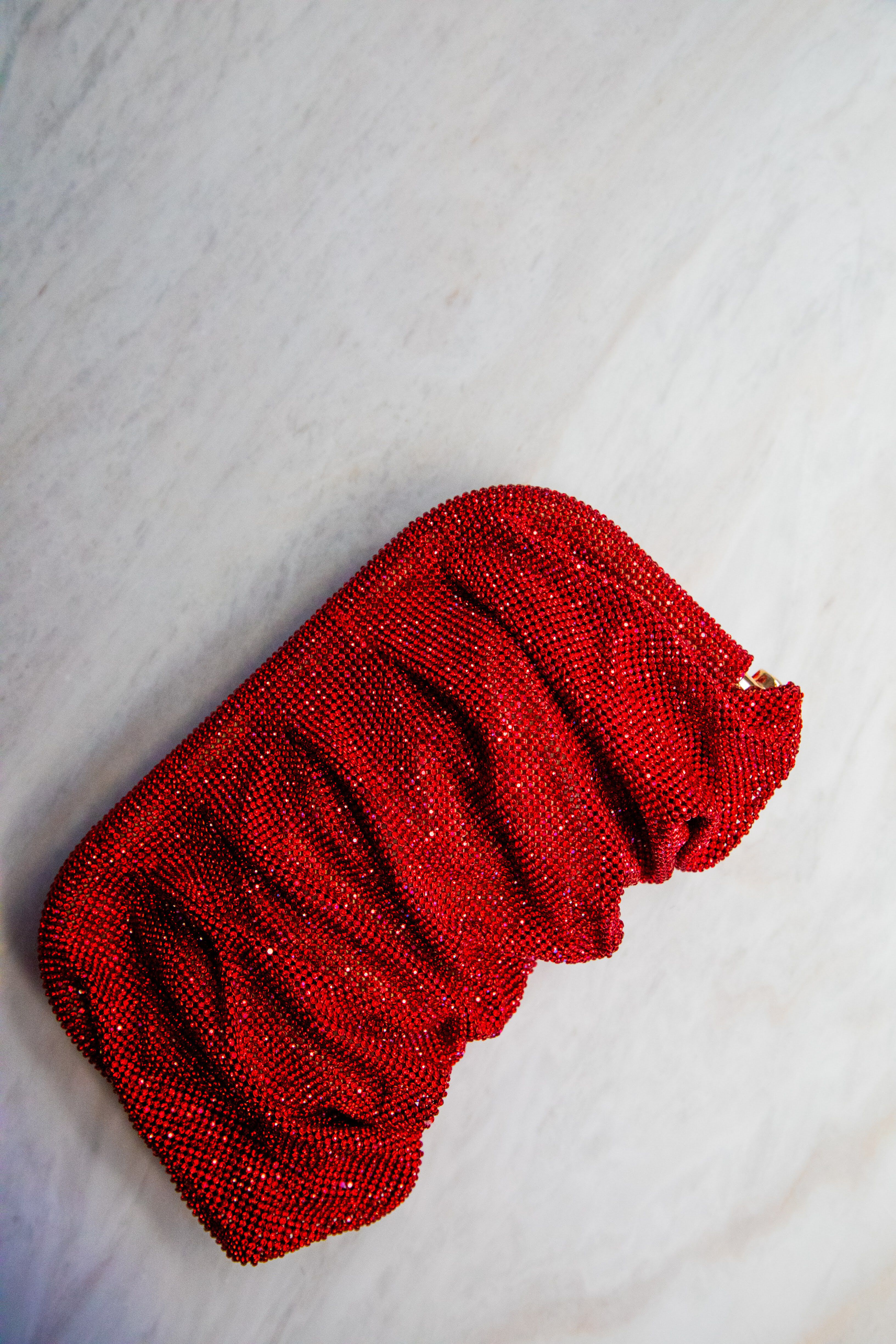 Crystal Embellished Bag With Detachable Chain - Red, RED, on-hover image number 1