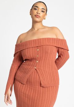 Off The Shoulder Sweater With Sleeve Slits