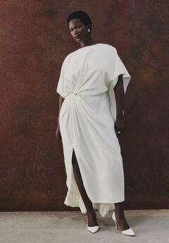 Draped Cape High-Low Maxi Dress