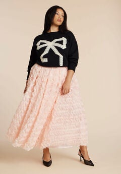 Textured Ruffle Maxi Full Skirt