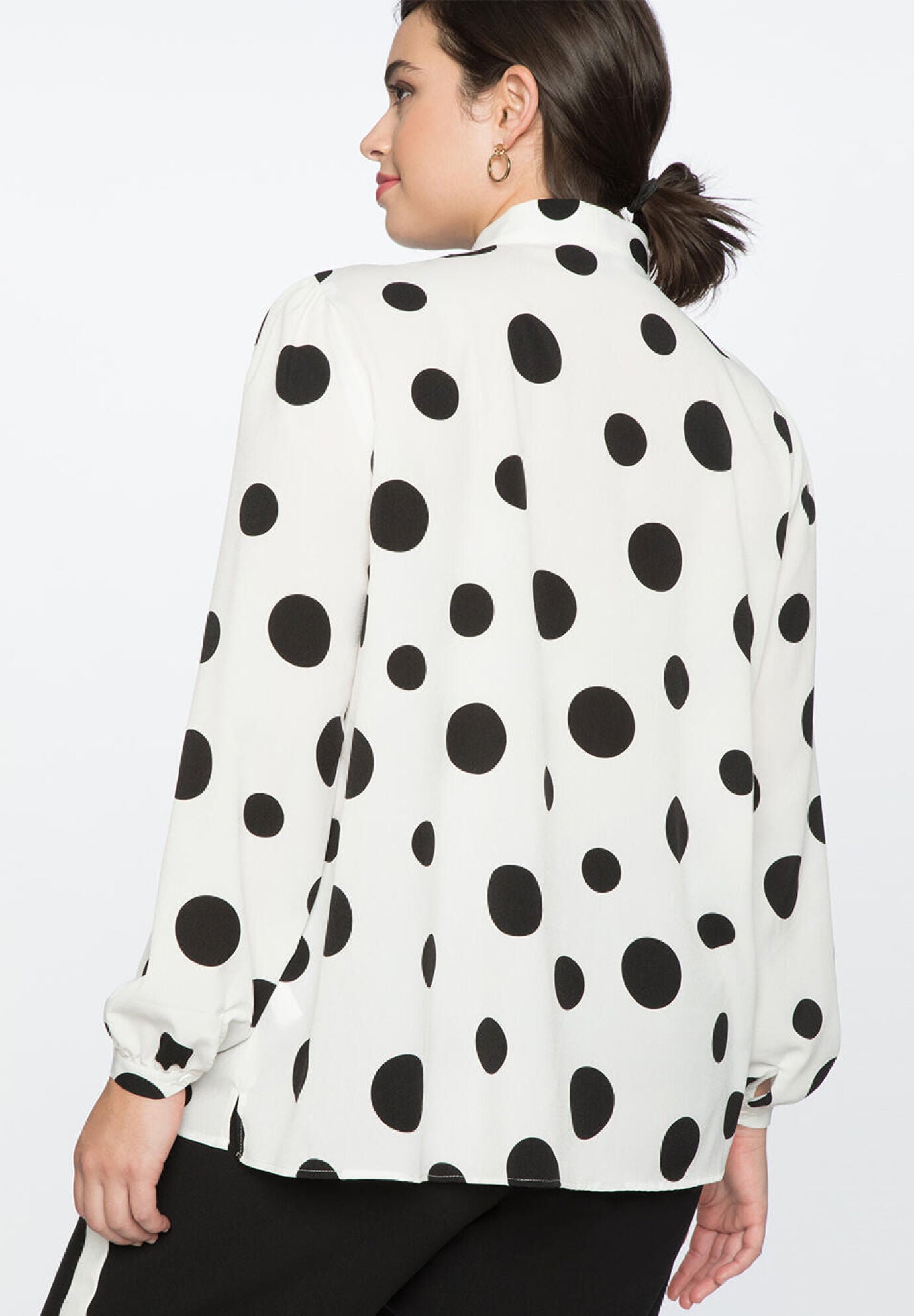 Printed Tie Neck Blouse, SOFT WHITE GROUND, on-hover image number 1