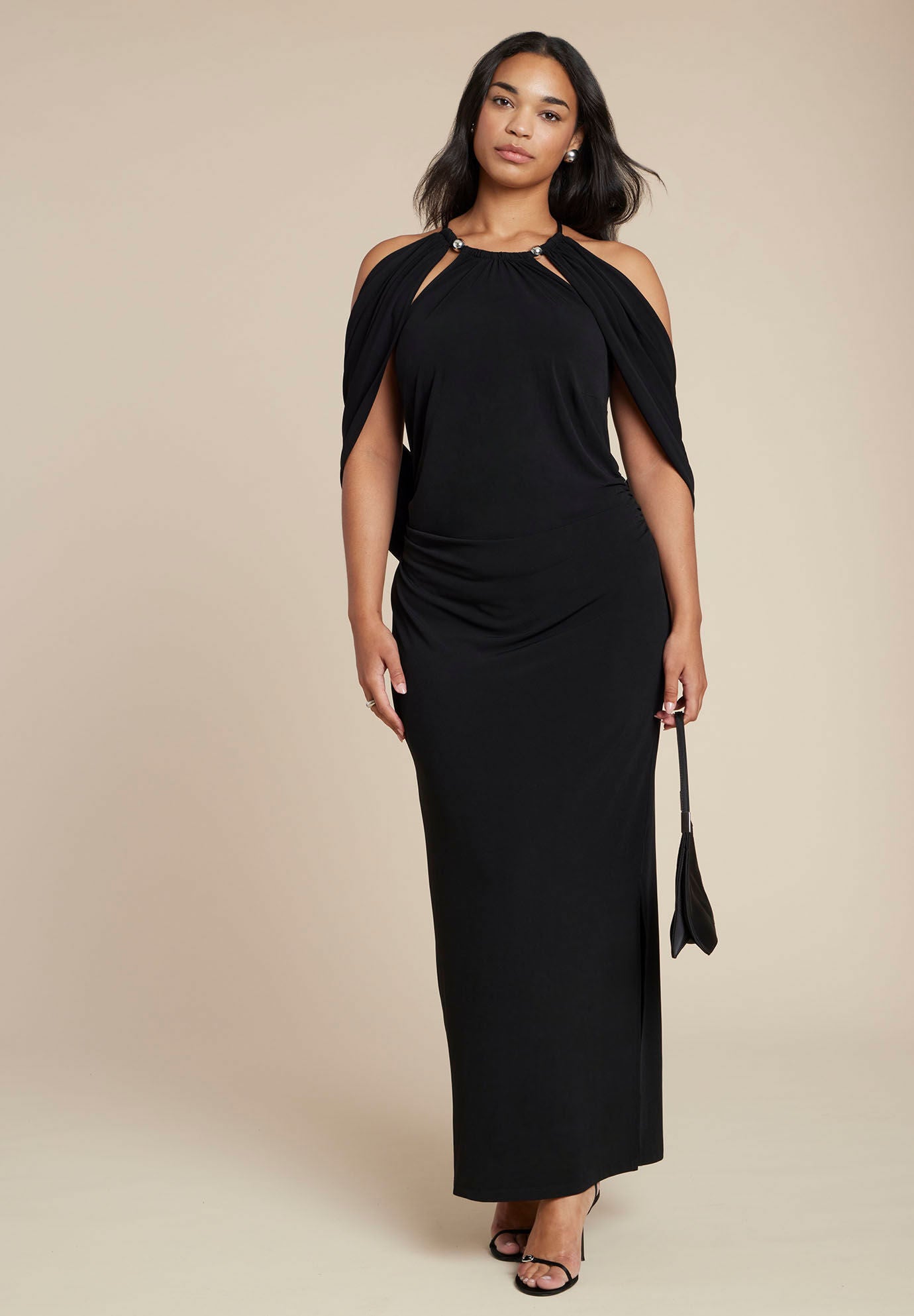 Capelet Dress, BLACK ONYX, alternate image number 3