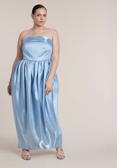 Liquid Satin Strapless Maxi Dress