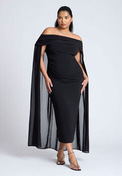 Off The Shoulder Cape Gown