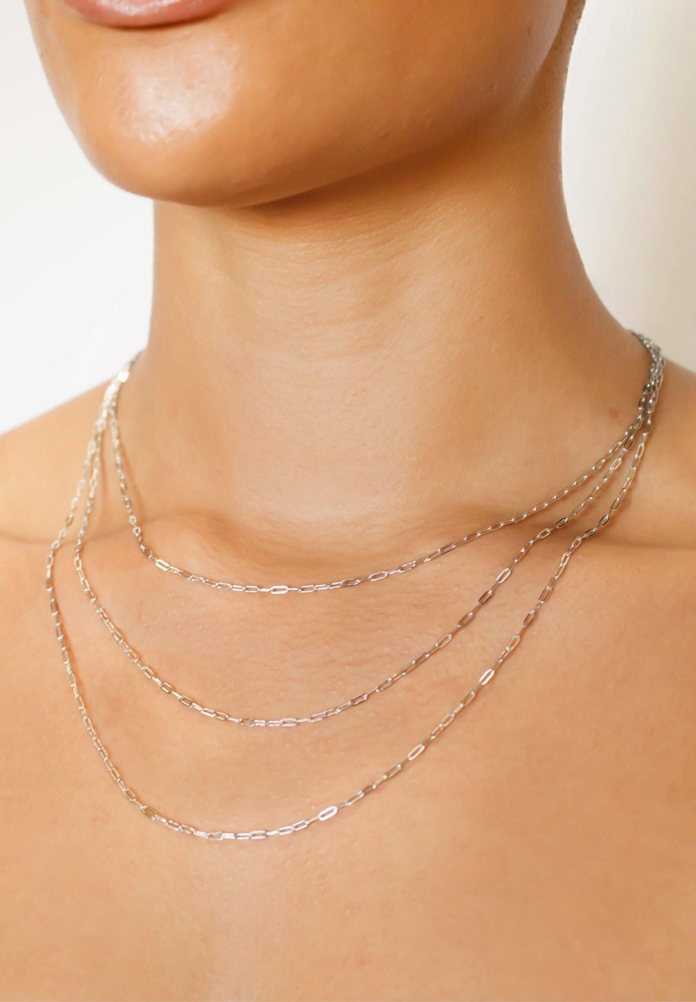 Lola Layered Silver Necklace, SILVER, on-hover image number 1