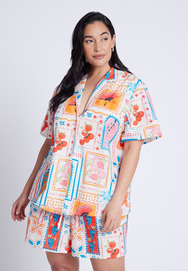 Relaxed Short Sleeve Button Down, SOUVENIR, on-hover image number null