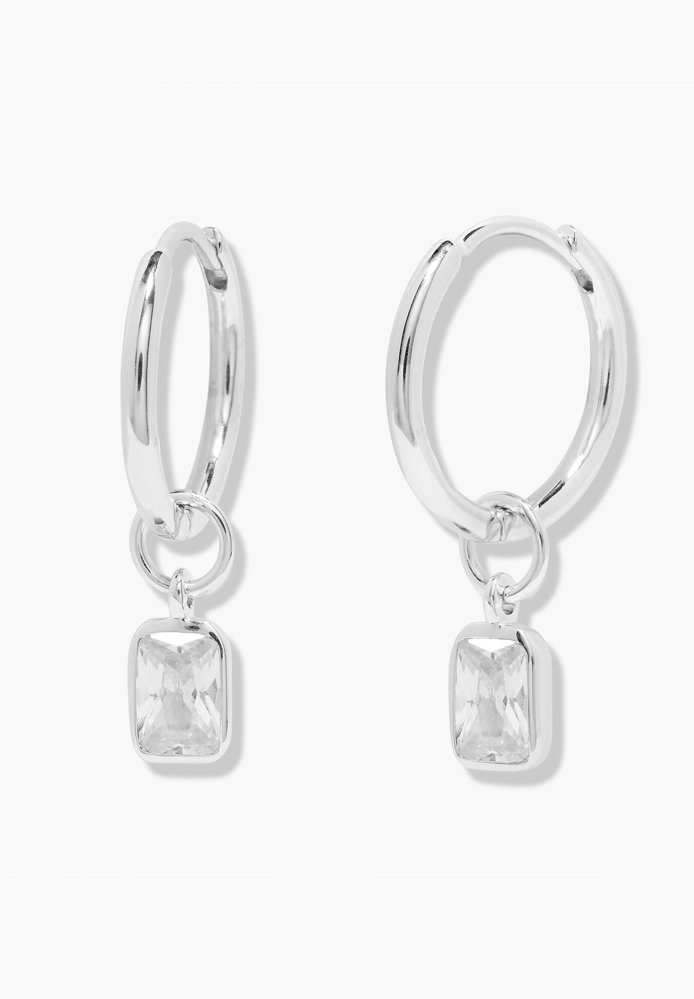Mackenzie Silver Birthstone Hoops, APRIL, hi-res image number 0