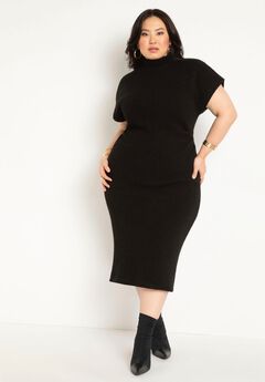 Plus Size Black Turtleneck Sweater Dress