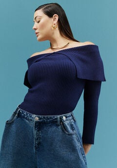 Ribbed Off The Shoulder Sweater