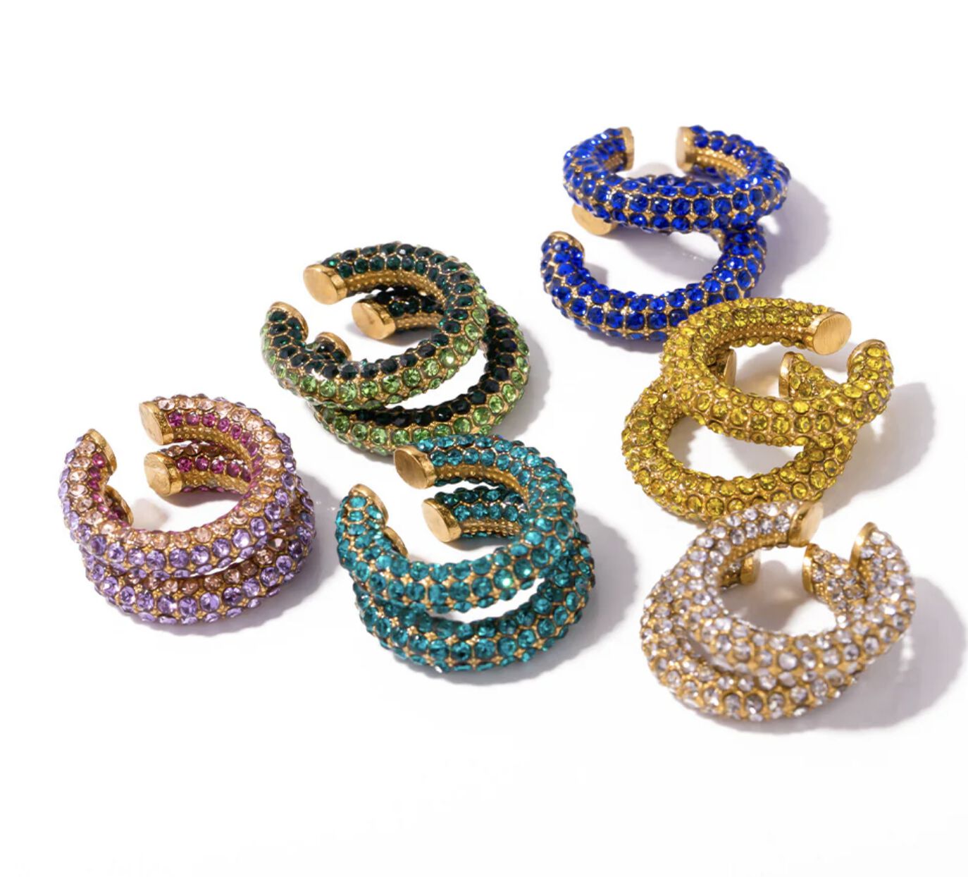 Kat Earring Cuff - Gold, GOLD CLEAR CRYSTAL, hi-res image number 0