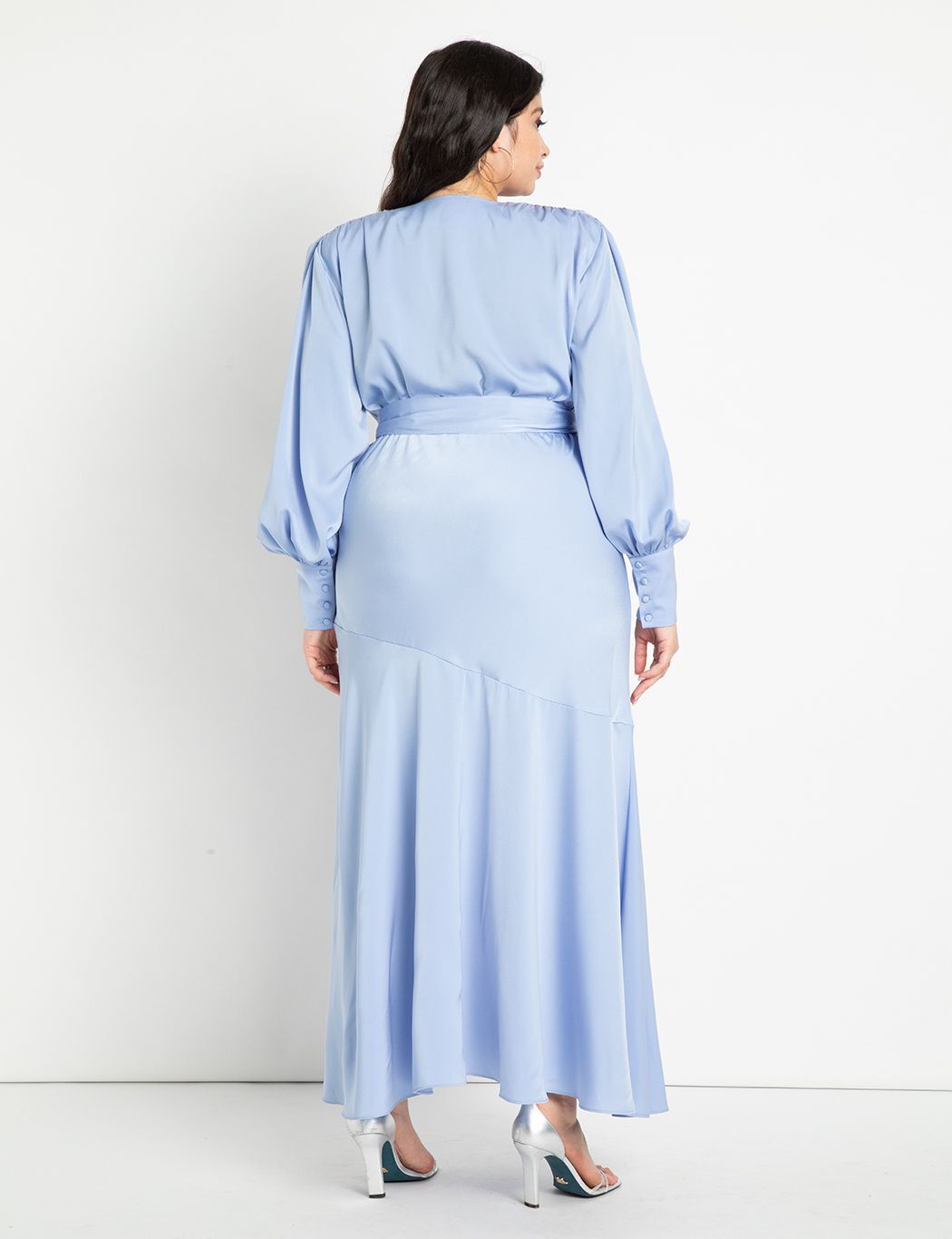 Satin Maxi Dress, PERIWINKLE, alternate image number 2