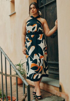 Halter Neck Printed Maxi Dress