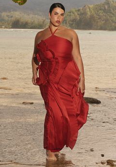 Pleated Ruffle Detail Gown