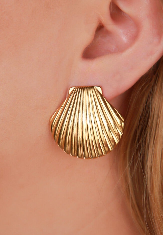 Ariel Seashell Stud Earrings, , on-hover image number 1