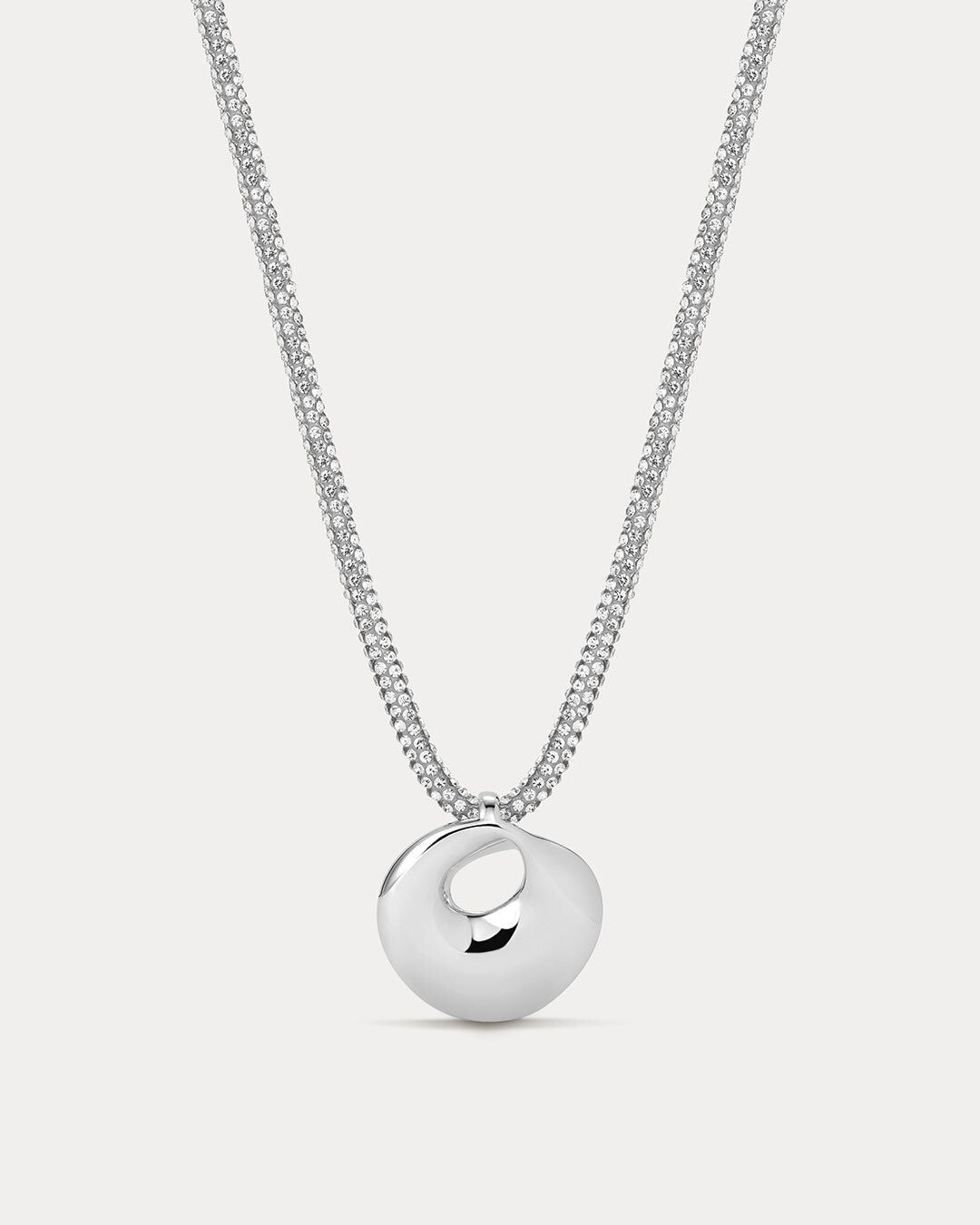 The Mercury Disc Sparkle Necklace, SILVER, hi-res image number 0