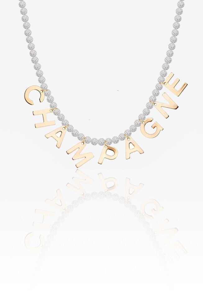 Crystal Champagne Necklace, GOLD SILVER, hi-res image number null