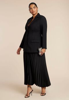 Pleated Maxi Satin Skirt