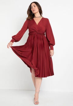 Knot Front Pleated Skirt Dress