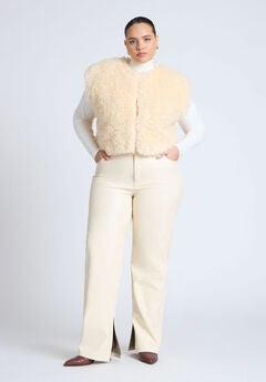 Slit Hem Faux Leather Pant