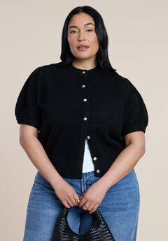 Puff Sleeve Cropped Cardigan