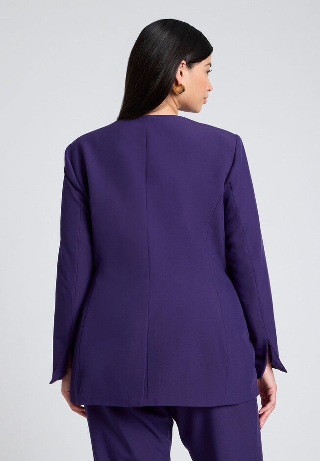 Cutaway Neckline Blazer, PARACHUTE PURPLE, on-hover image number null