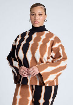 Mock Neck Intarsia Sweater