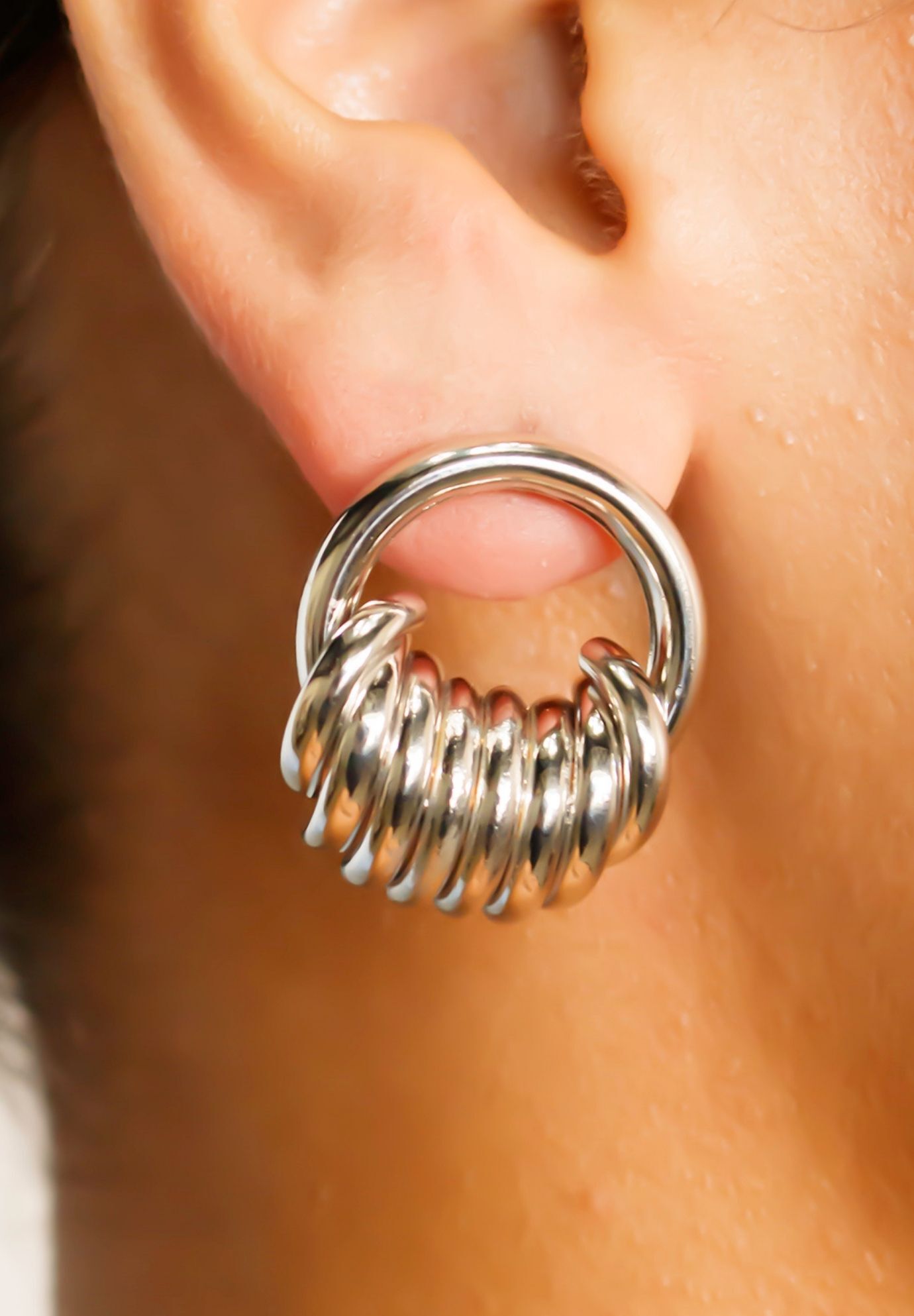 Rhea Silver Earrings, SILVER, on-hover image number 1