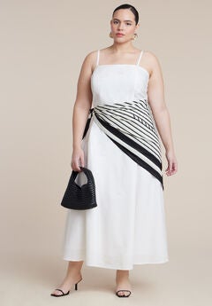 Scarf Detail Midi Dress