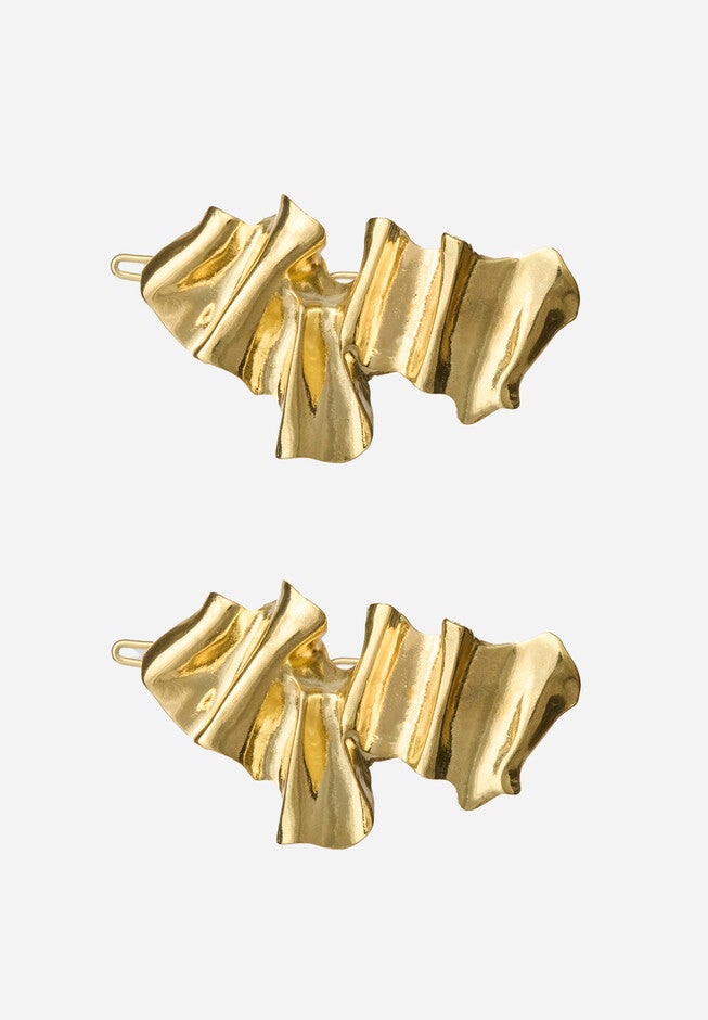 Wavy Metal Clip Set, GOLD, hi-res image number null