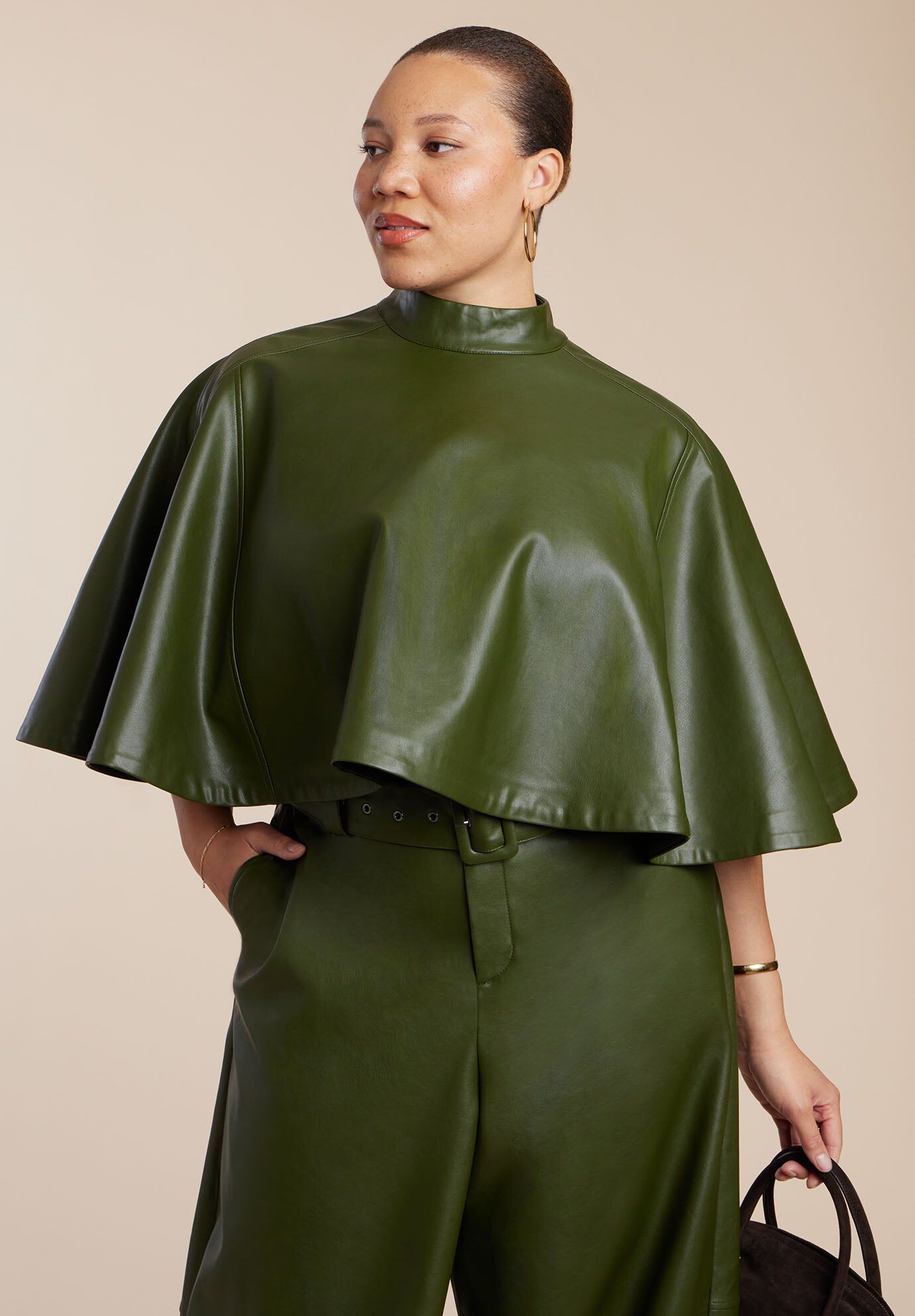 Faux Leather Cape Top