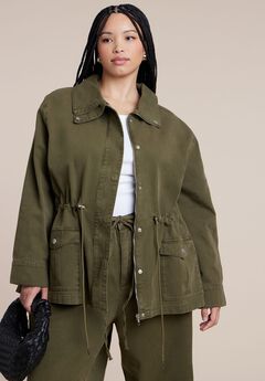 Drawstring Waist Cargo Jacket