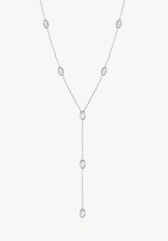 Kristen Silver Oval Lariat Necklace