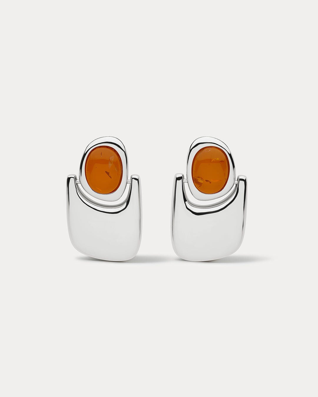 The Amber Honey Resin Statement Earrings, SILVER, hi-res image number 0
