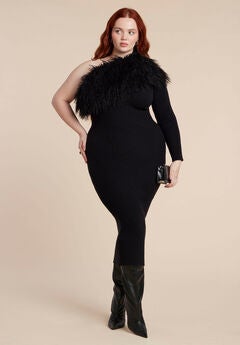 Fur Neckline Maxi Dress