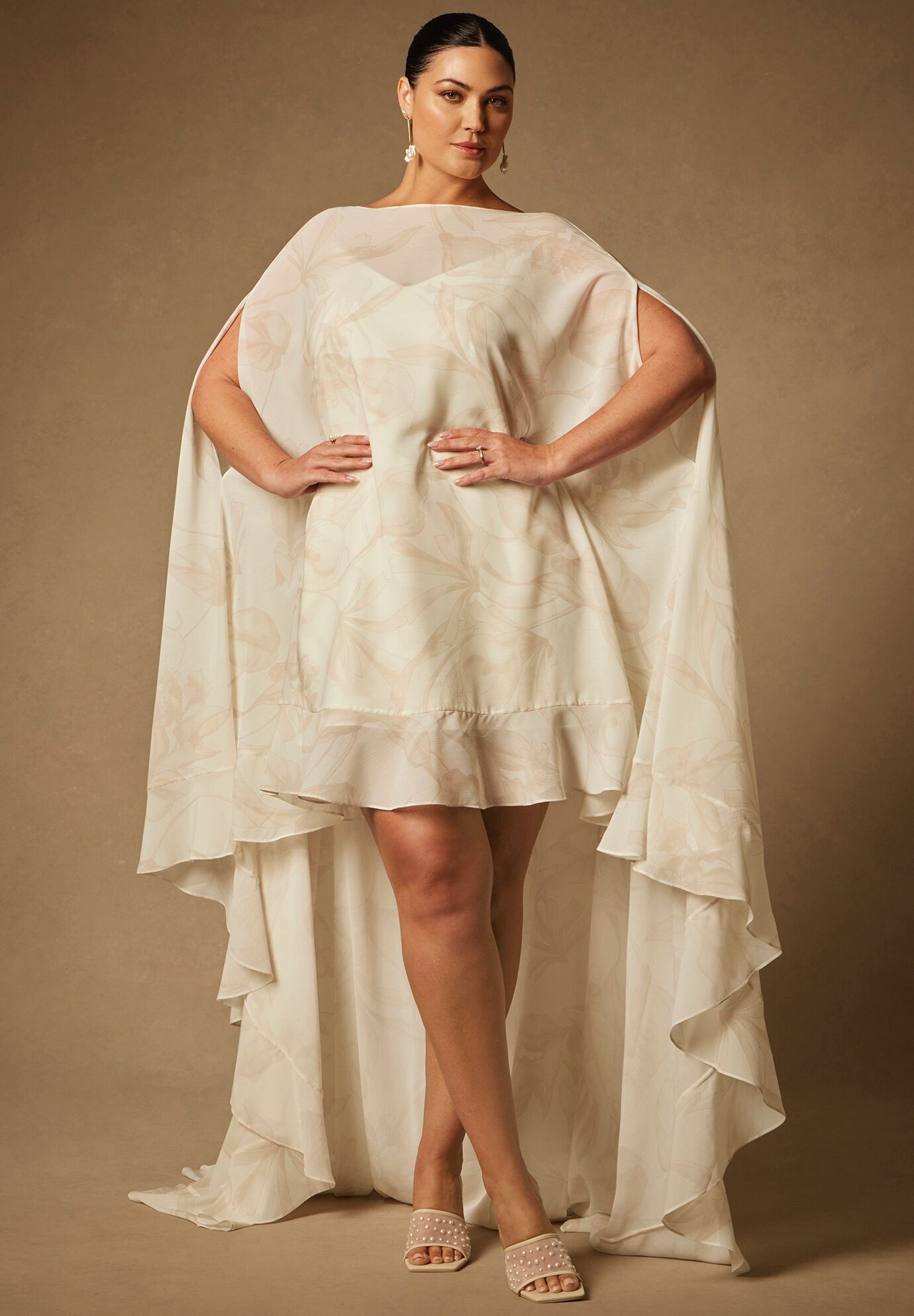Bridal by ELOQUII Mini Dress With Cape Overlay Dia Co