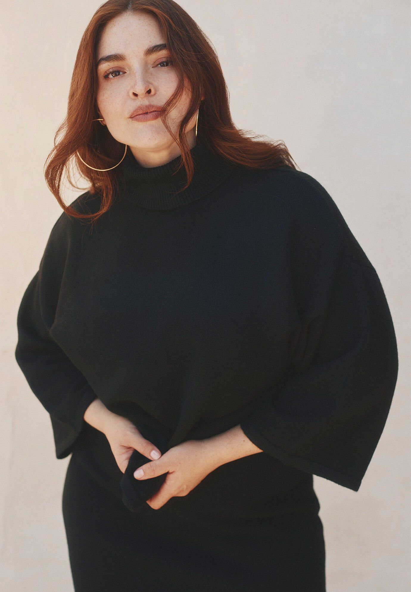 Boxy Three Quarter Sleeve Turtleneck