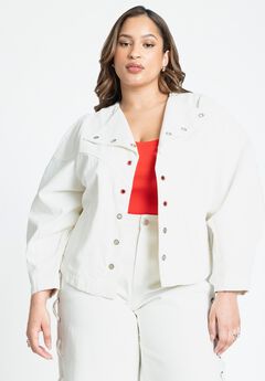Grommet Detail Denim Jacket