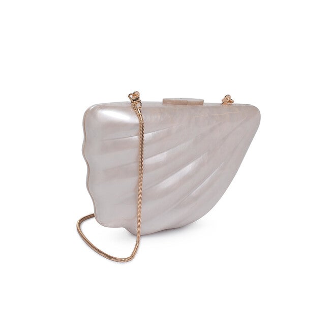 Marine Shell Shaped Evening Bag, IVORY, on-hover image number null