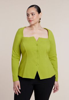 Square Neck Button Front Top