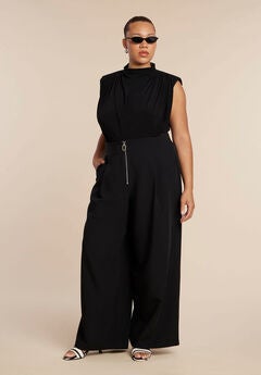 Wide Leg Trouser With Zipper Detail