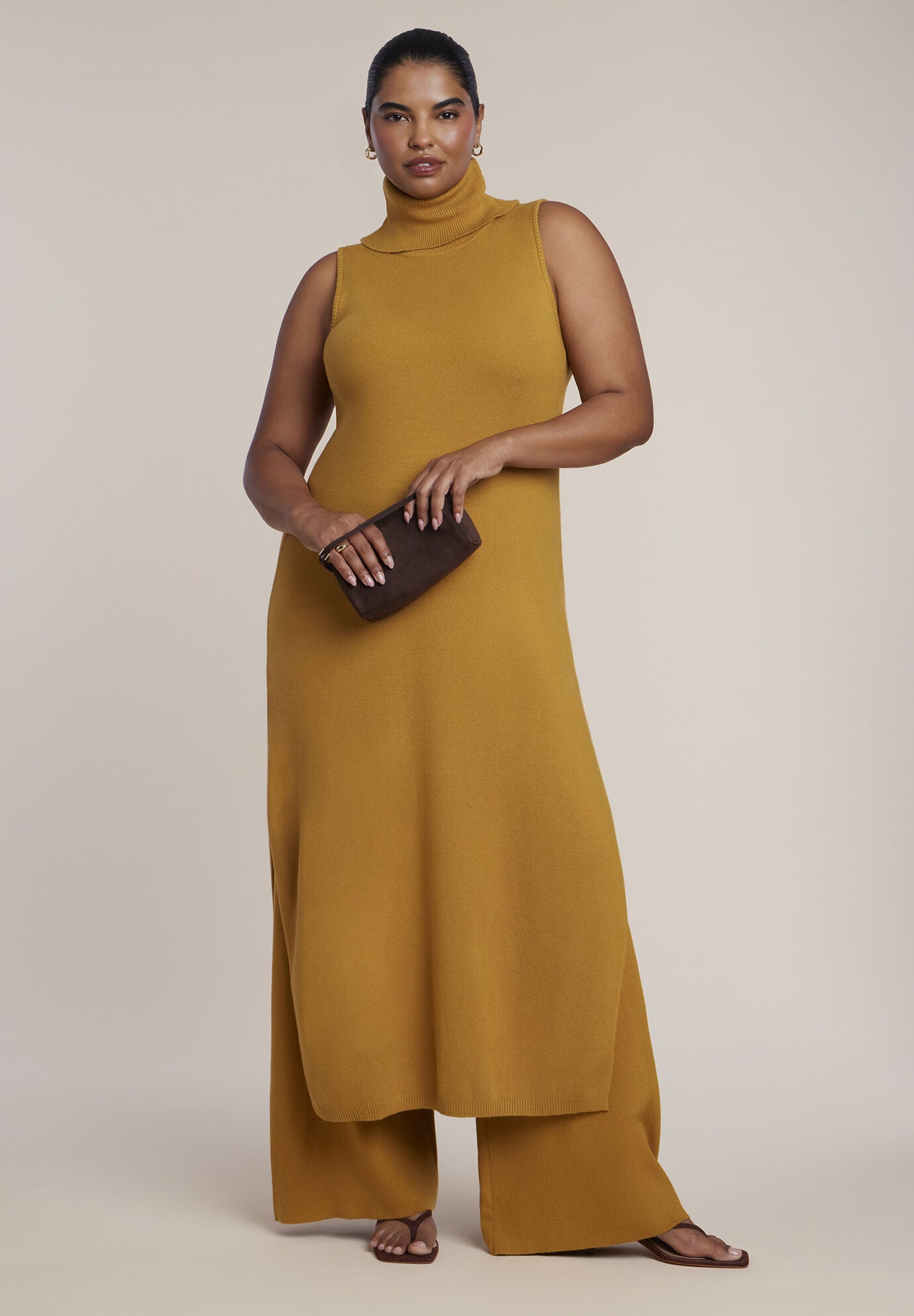Wide-Leg Sweater Pant, HONEY, alternate image number 2
