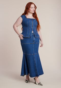 Plus Size Denim Maxi Skirts