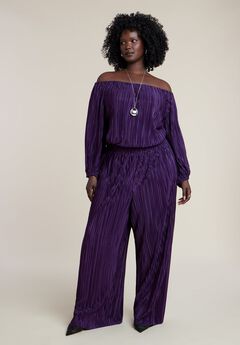Off The Shoulder Plisse Jumpsuit