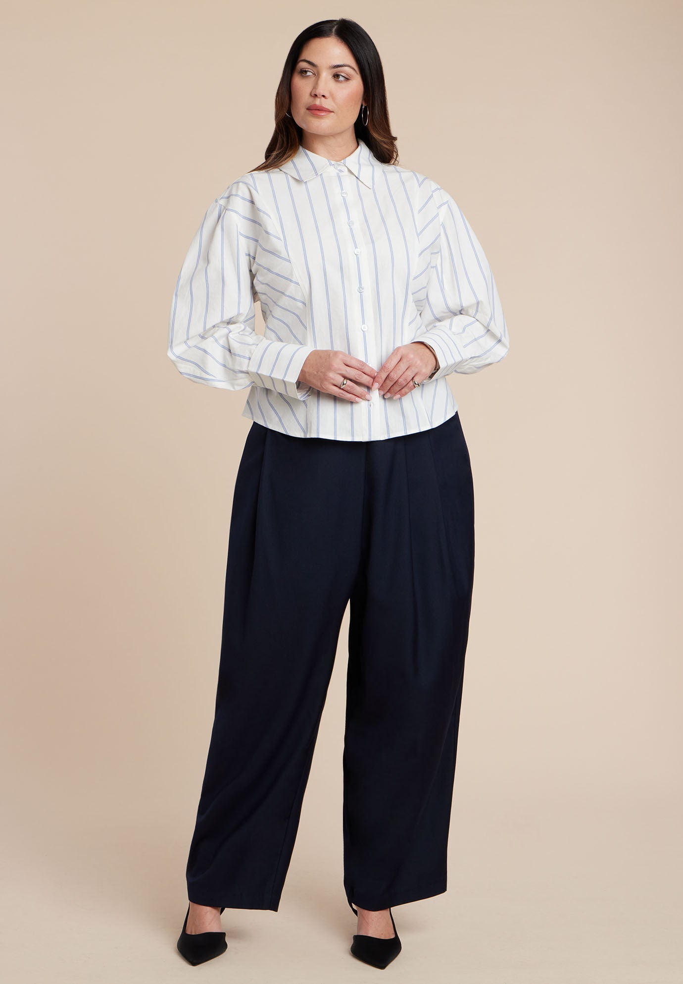 Pleated Straight Leg Trouser, NAVY, alternate image number 3